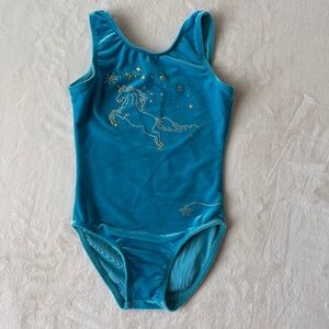 Destira Girls Velvet Gymnastics Leotard Unicorn Star Design XS (4-6)